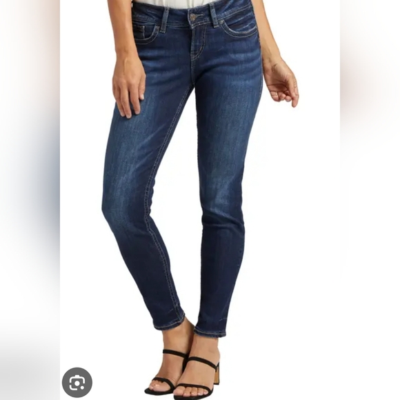 7 For All Mankind Dark Blue Skinny Jeans - Picture 9 of 9